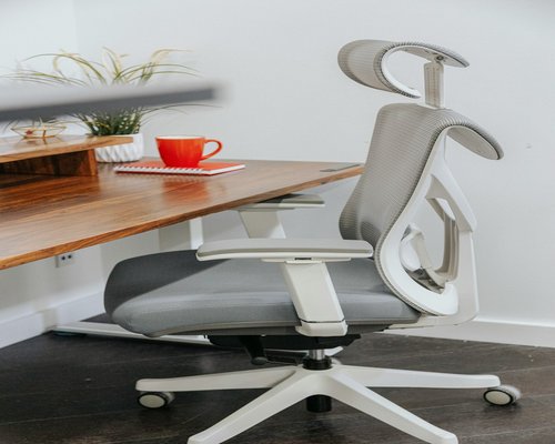 Close up of a comfortable ergonomic chair in a home office